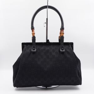CF36 💟 Gucci GG Canvas Bamboo Frame Satchel